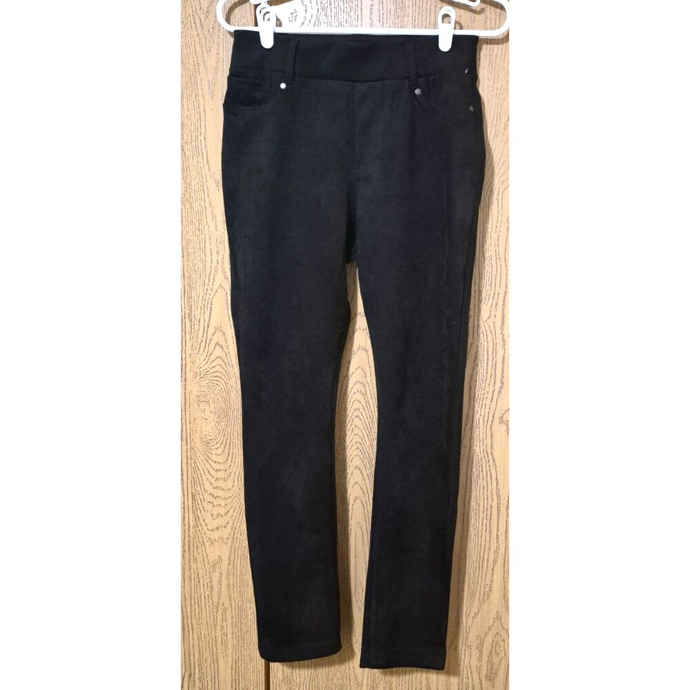 Falls Creek Women's Black Stretchy Velvet Style Pants Elastic Waist Size S